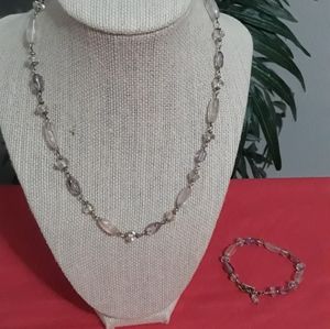 ❤❤ NECKLACE AND BRACELET  GLAS BEADS SILVER